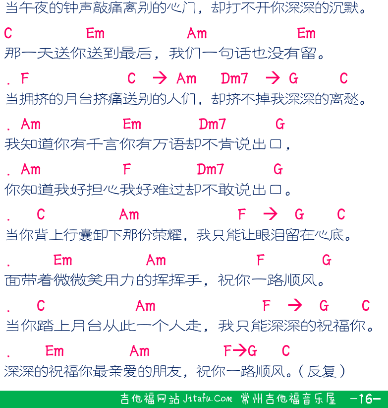 民谣弹唱超简谱集 第16页  冰吻  祝你一路顺风  [右下]