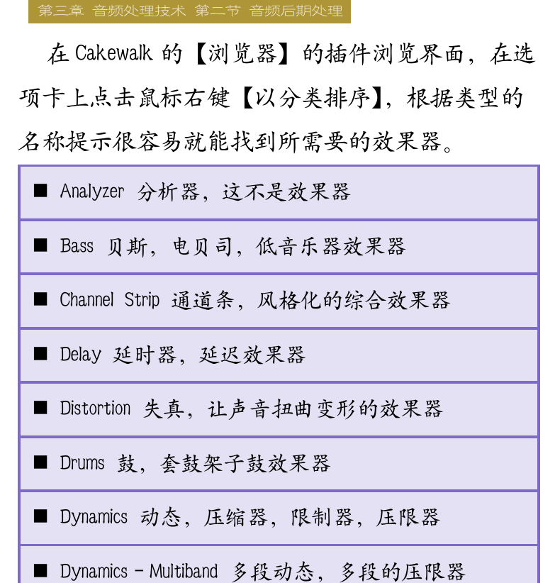 Cakewalk电脑音乐制作教程 第53页  剪辑效果器  音频效果器  [右上]