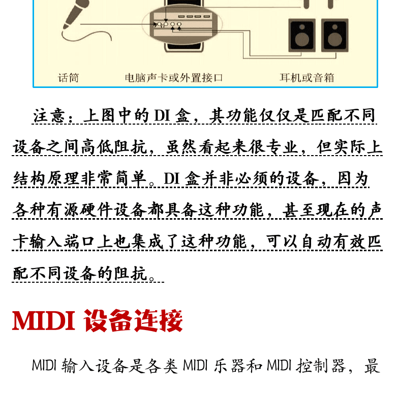 Cakewalk电脑音乐制作教程 第42页  音频设备连接  MIDI设备连接  MIDI信息输入  [左下]
