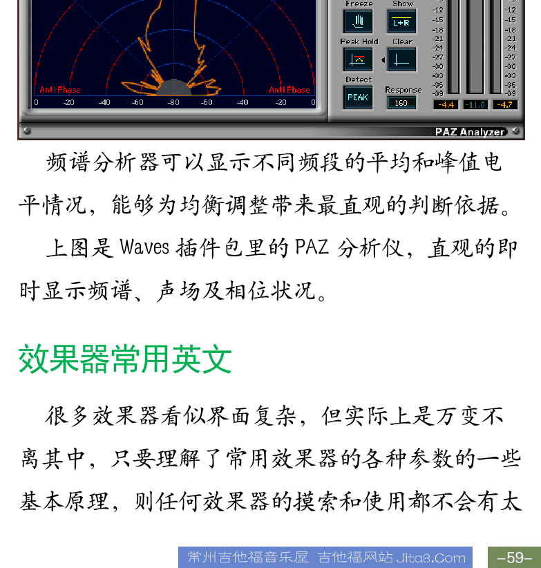 Cakewalk电脑音乐制作教程 第59页  GTR_Amp  Guitar_Rig  分析器  效果器常用英文  [右下]