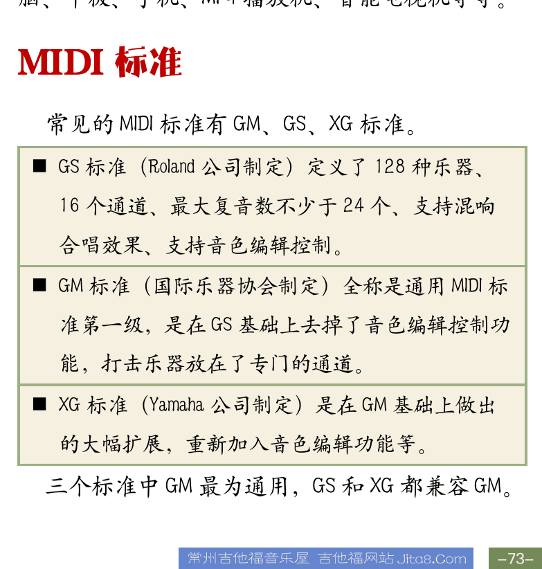 Cakewalk电脑音乐制作教程 第73页  MIDI软件  MIDI文件  MIDI标准  [右下]