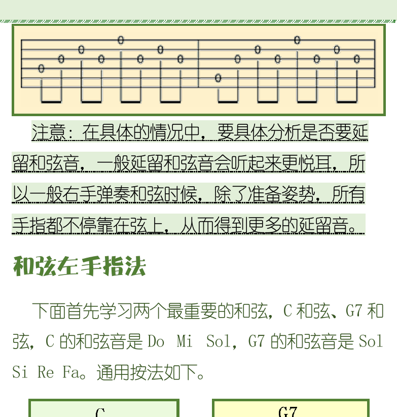 古典吉他初级教程 第31页  第三节_弹奏和弦  分解和弦奏法  和弦左手指法  [右上]
