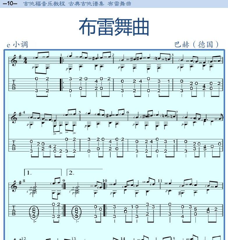 古典吉他谱集 第10页  布雷舞曲  天空之城  [左上]