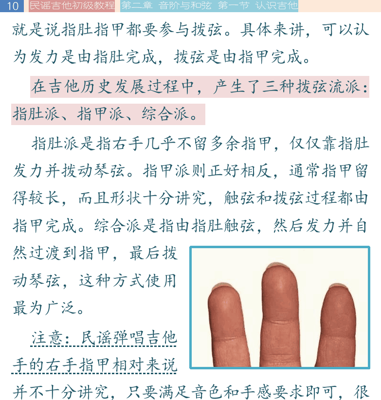 民谣吉他初级教程 第10页  右手动作  靠弦奏法  不靠弦奏法  [左上]