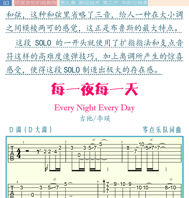 民谣吉他初级教程 第83页  每一夜每一天  Every_Night_Every_Day  [左上]