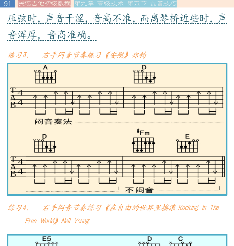 民谣吉他初级教程 第91页  安慰  在自由的世界里摇滚  Rocking_In_The_Free_World  那一年  [左上]