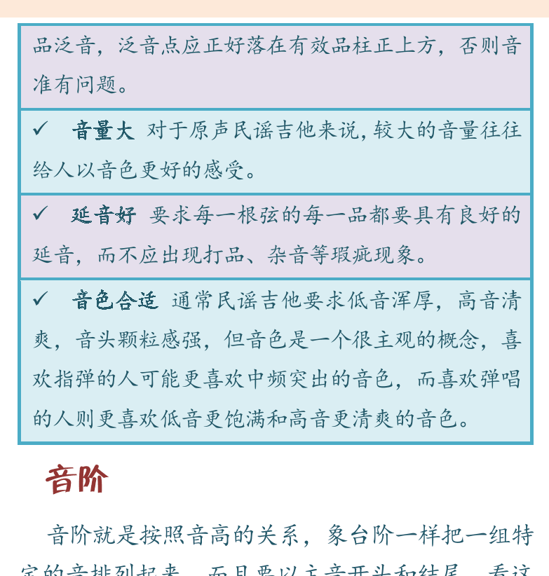 民谣吉他初级教程 第14页  泛音  报时曲  吉他挑选  音阶  [右上]