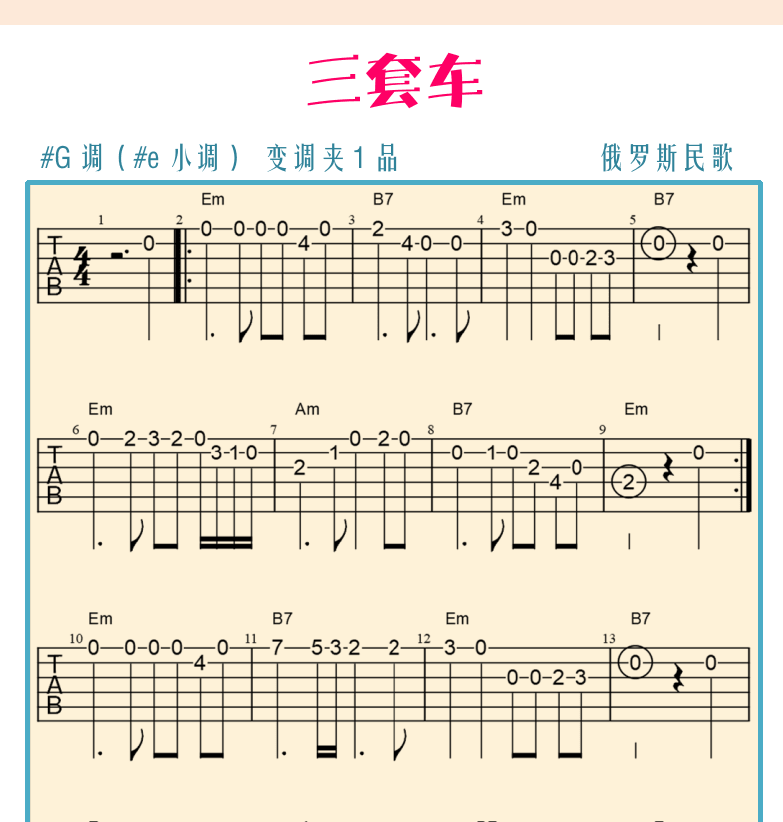 民谣吉他初级教程 第36页  音阶模进  三套车  [右上]