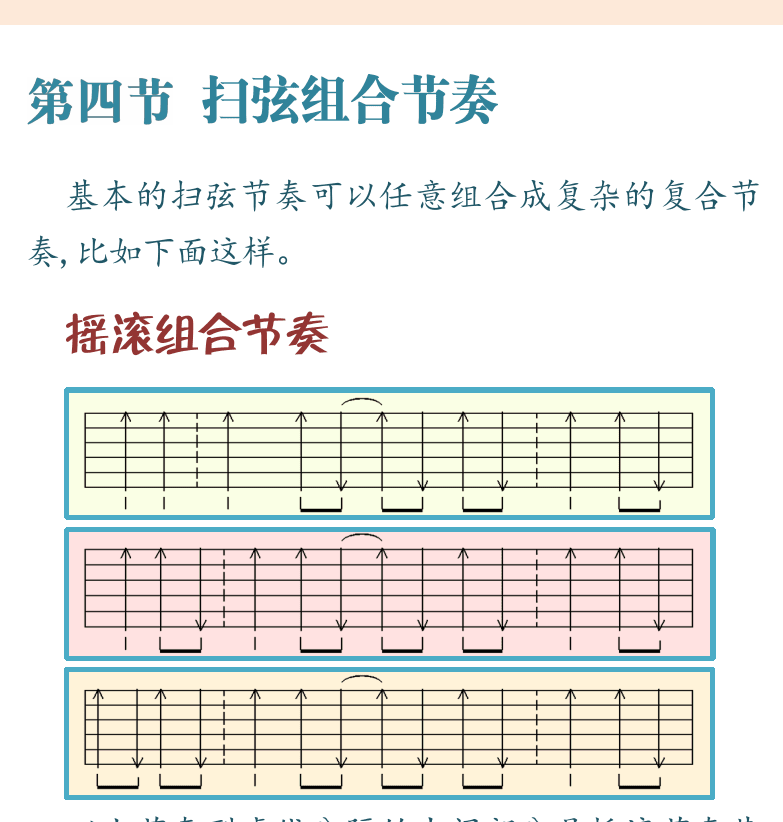 民谣吉他初级教程 第46页  Boulevard_Of_Broken_Dreams  组合节奏型  第四节_扫弦组合节奏  摇滚组合节奏  流行组合节奏  [右上]