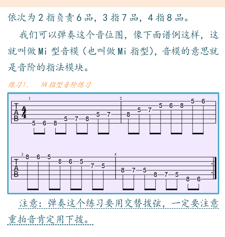 民谣吉他初级教程 第51页  第二节_高把位音阶  音阶模块  音阶模进  [右上]