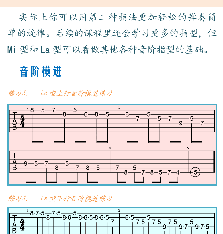 民谣吉他初级教程 第54页  音阶弹奏  音阶模进  音模调高  [右上]