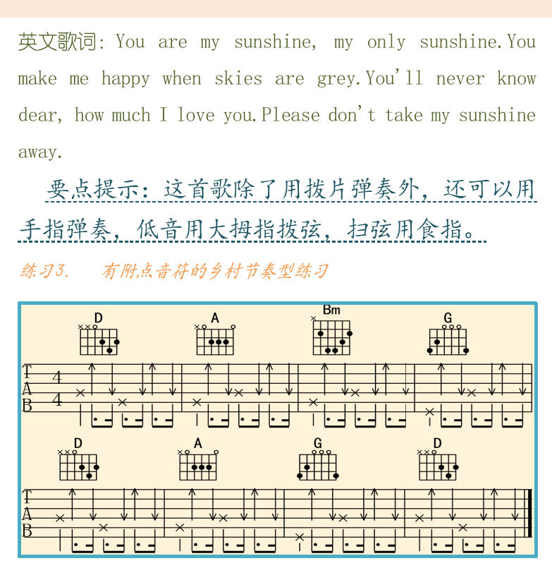 民谣吉他初级教程 第75页  你是我阳光  You_Are_My_Sunshine  [右上]