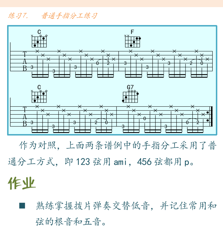 民谣吉他初级教程 第76页  手指分工  第二节_传统指弹  认识布鲁斯  [右上]