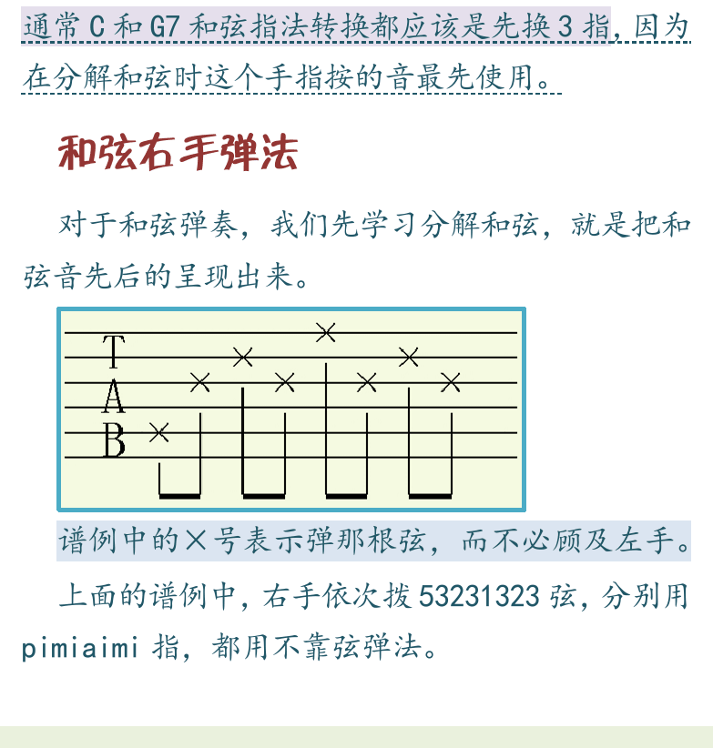 民谣吉他初级教程 第19页  和弦右手弹法  和弦弹奏  [左下]
