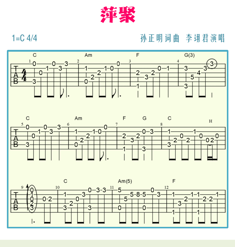 民谣吉他初级教程 第60页  手指分工  萍聚  [左下]