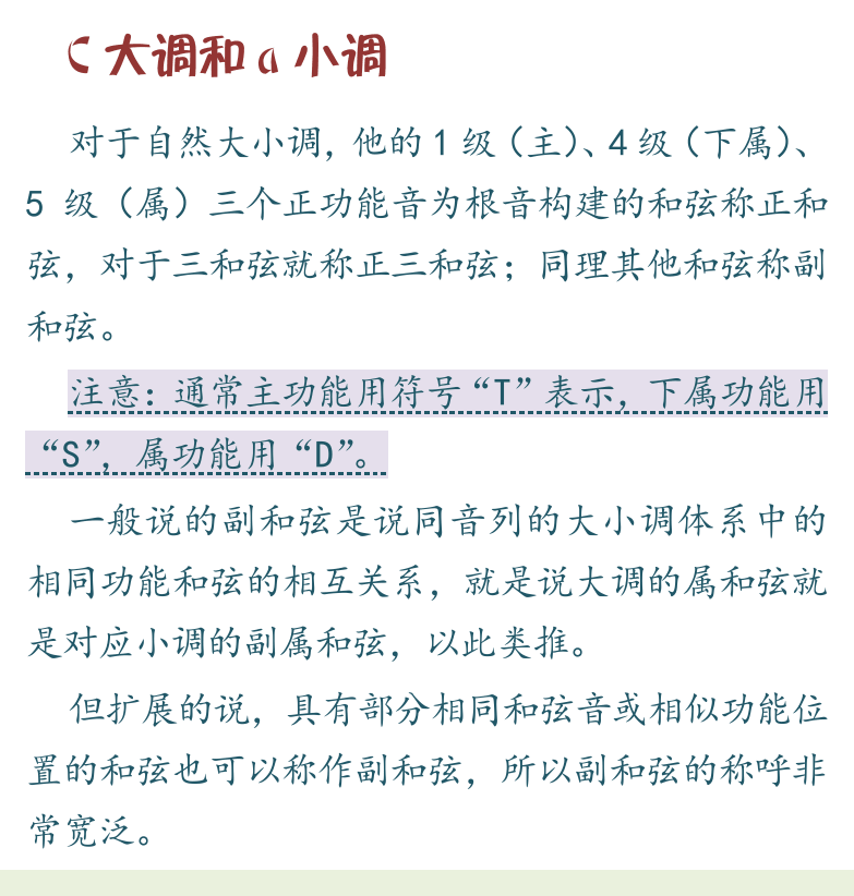 民谣吉他初级教程 第67页  正功能和副功能  C大调和a小调  副和弦替代  [左下]