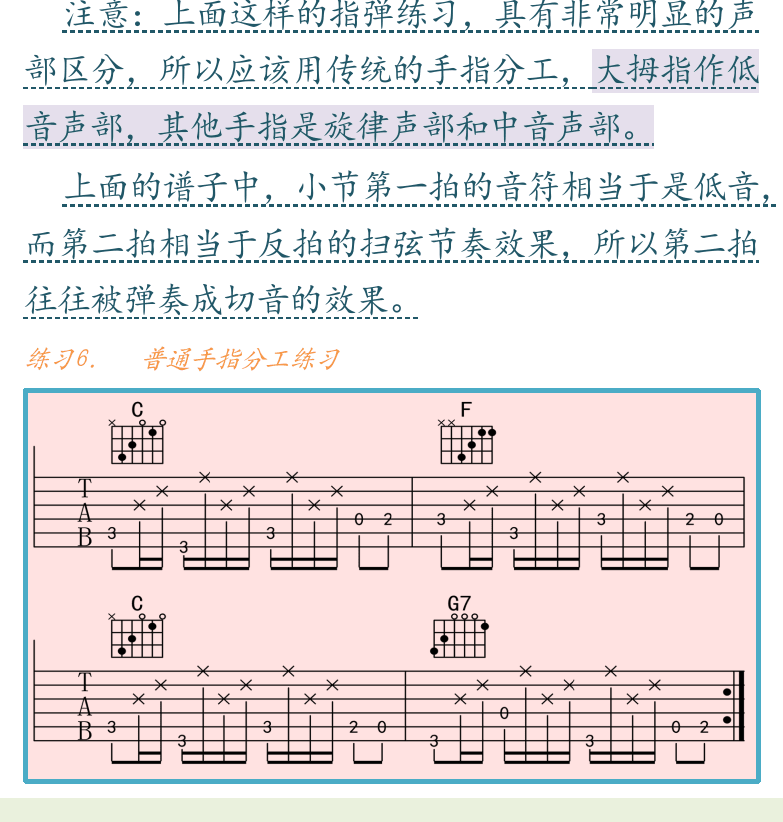 民谣吉他初级教程 第76页  手指分工  第二节_传统指弹  认识布鲁斯  [左下]