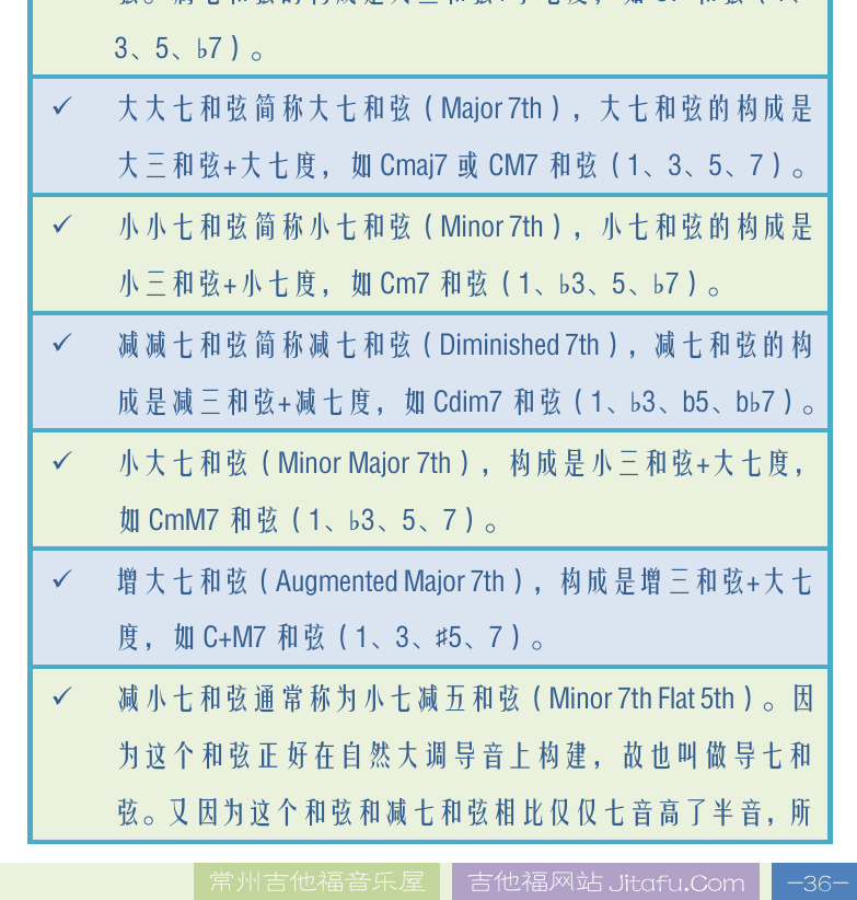 民谣吉他高级教程 第36页  三度叠置和弦  三和弦  七和弦  [右下]