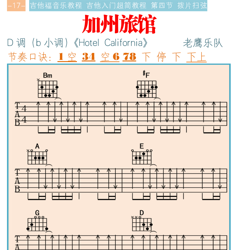 吉他入门超简教程 第17页  加州旅馆  [左上]