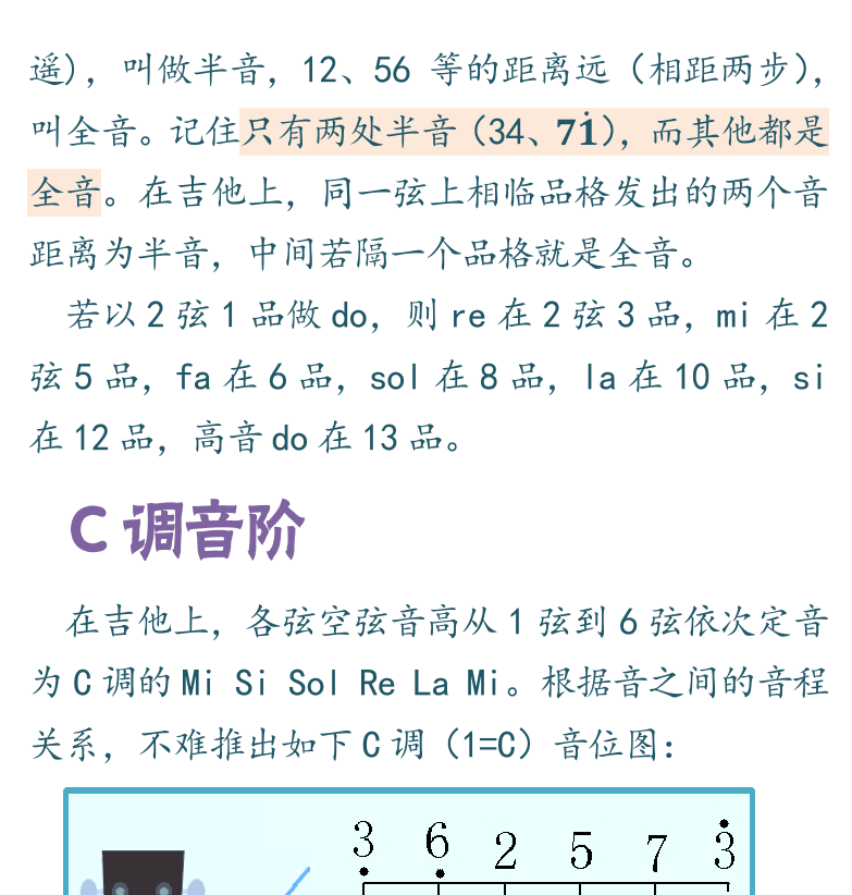 吉他入门超简教程 第6页  第二节_演奏旋律  认识音阶  C调音阶  [右上]