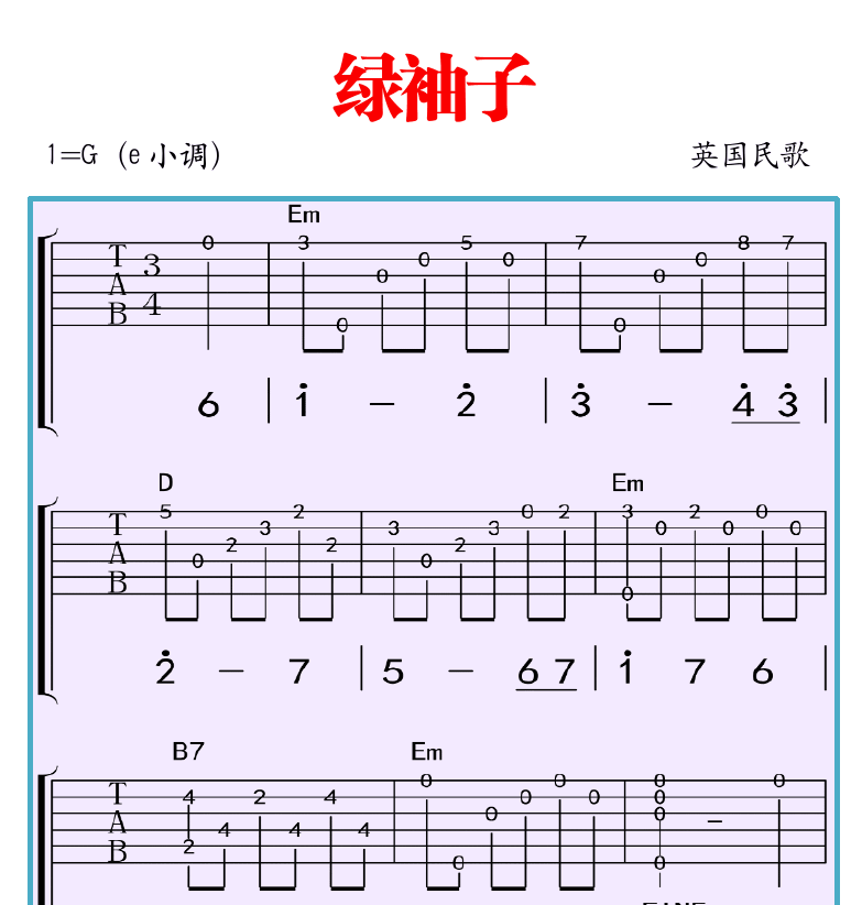 吉他入门超简教程 第19页  第五节_指弹独奏  弹奏双音  新年好  绿袖子  [右上]