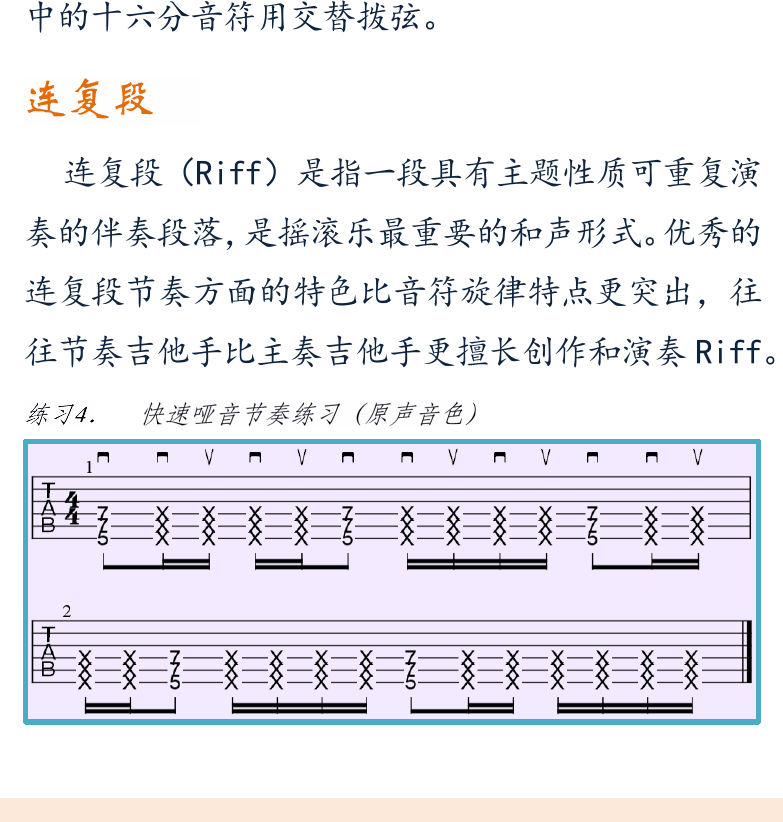 摇滚电吉他初级教程 第36页  赤裸裸  单音哑音  连复段  从头再来  Smells_Like_Teen_Spirit  [左下]