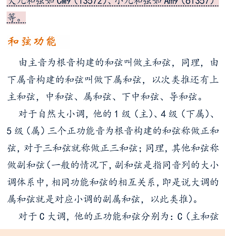 摇滚电吉他初级教程 第40页  挂留和弦  和弦功能  大小调和弦  [左下]