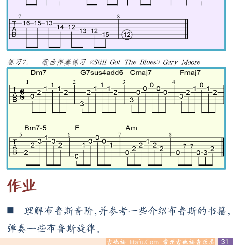 摇滚电吉他初级教程 第31页  布鲁斯音阶  Still_Got_The_Blues  [右下]