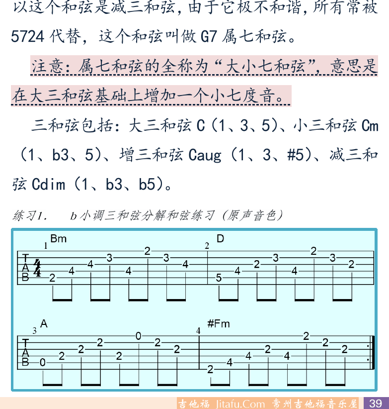 摇滚电吉他初级教程 第39页  第二节_和弦构成音  三度叠置和弦  三和弦  [右下]