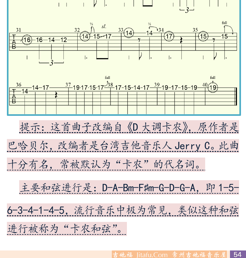 摇滚电吉他初级教程 第54页  综合应用  Summer_Song  [右下]