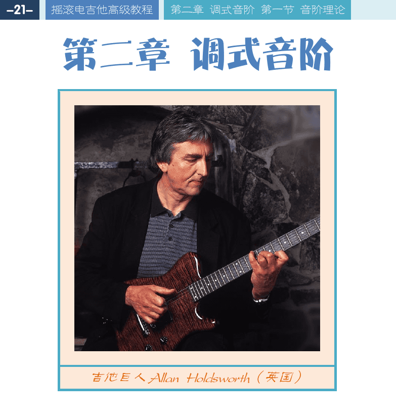 摇滚电吉他高级教程 第21页  第二章_调式音阶  第一节_音阶理论  音阶定义  [左上]
