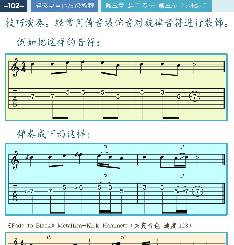 摇滚电吉他高级教程 第102页  Fade_to_Black  [左上]