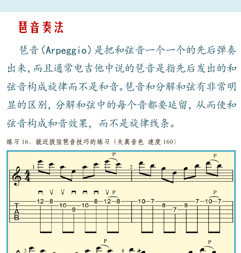 摇滚电吉他高级教程 第19页  扫弦奏法  一块红布  琶音奏法  颤音奏法  [右上]