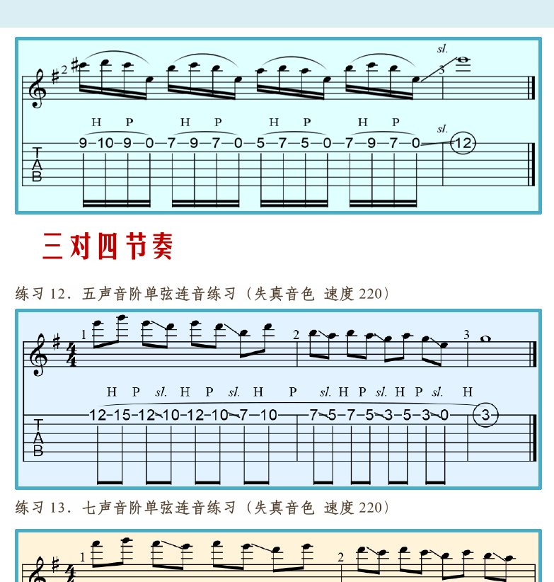 摇滚电吉他高级教程 第96页  三对四节奏  [右上]