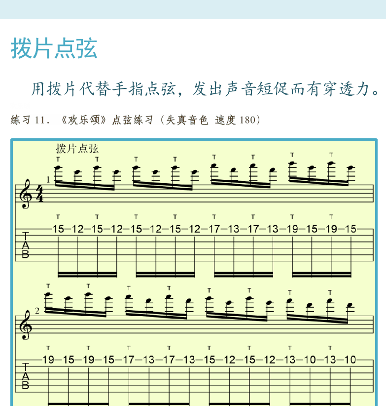 摇滚电吉他高级教程 第110页  拨片点弦  欢乐颂  [右上]