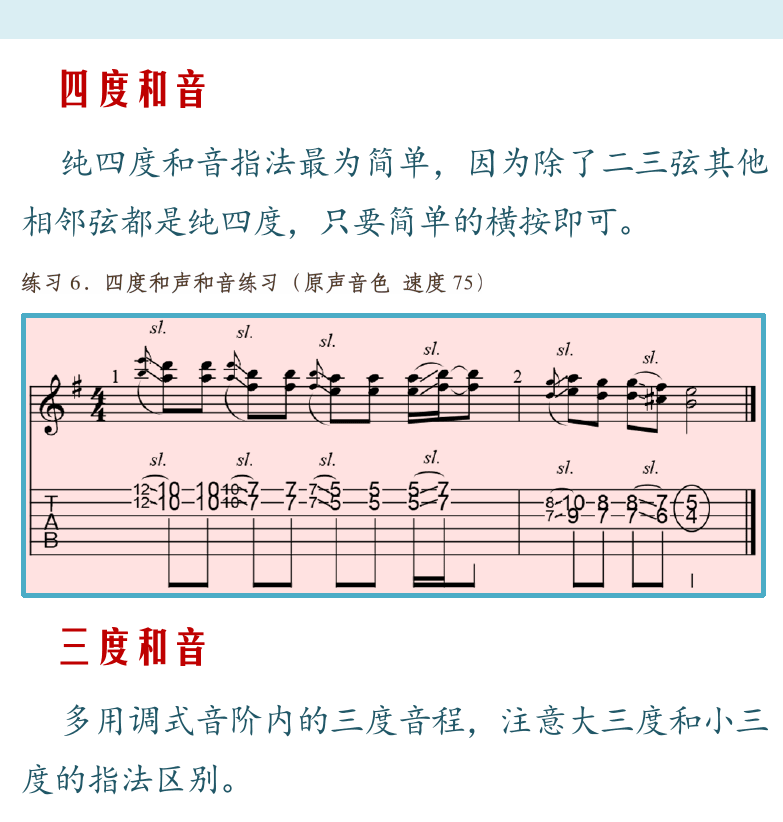 摇滚电吉他高级教程 第121页  八度和音  五度和音  四度和音  三度和音  六度和音  [右上]