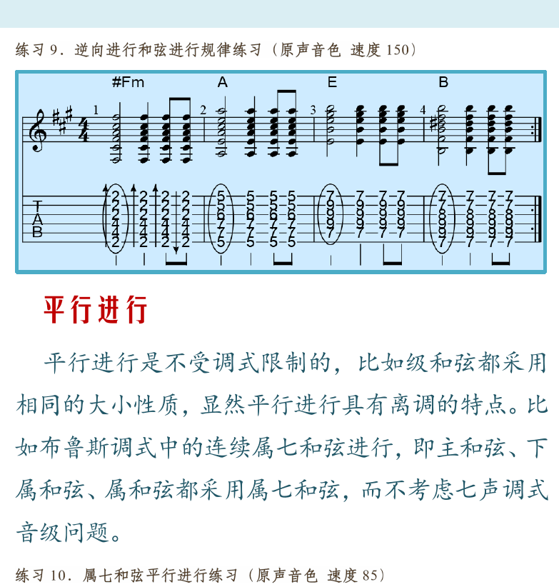 摇滚电吉他高级教程 第134页  Roll_Over_Beethoven  逆向进行  平行进行  [右上]