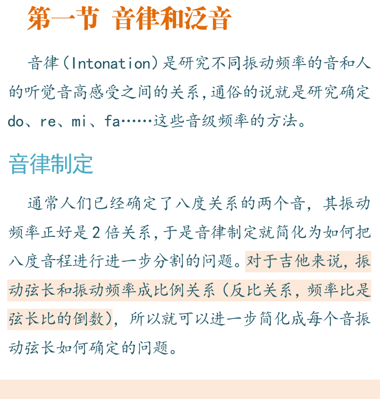 摇滚电吉他高级教程 第112页  第七章_泛音原理  第一节_音律和泛音  音律制定  五度相生律  自然纯律  [左下]