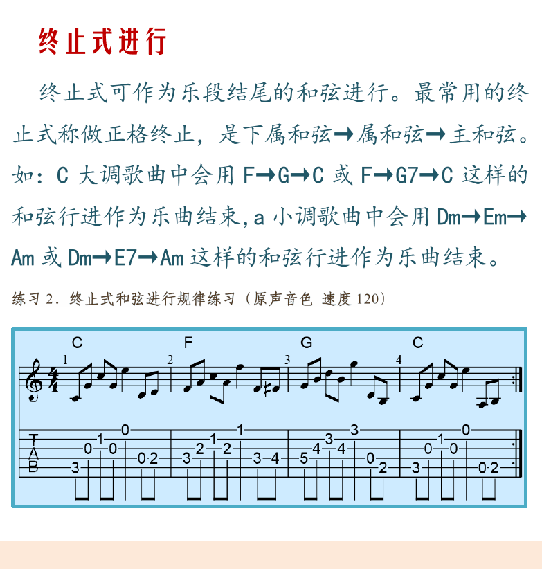 摇滚电吉他高级教程 第132页  和弦进行规律  终止式进行  副和弦替代  循环进行  [左下]