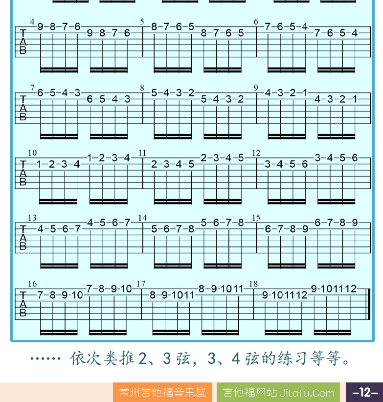 摇滚电吉他高级教程 第12页  爬格子练习  横向和纵向爬格子  [右下]