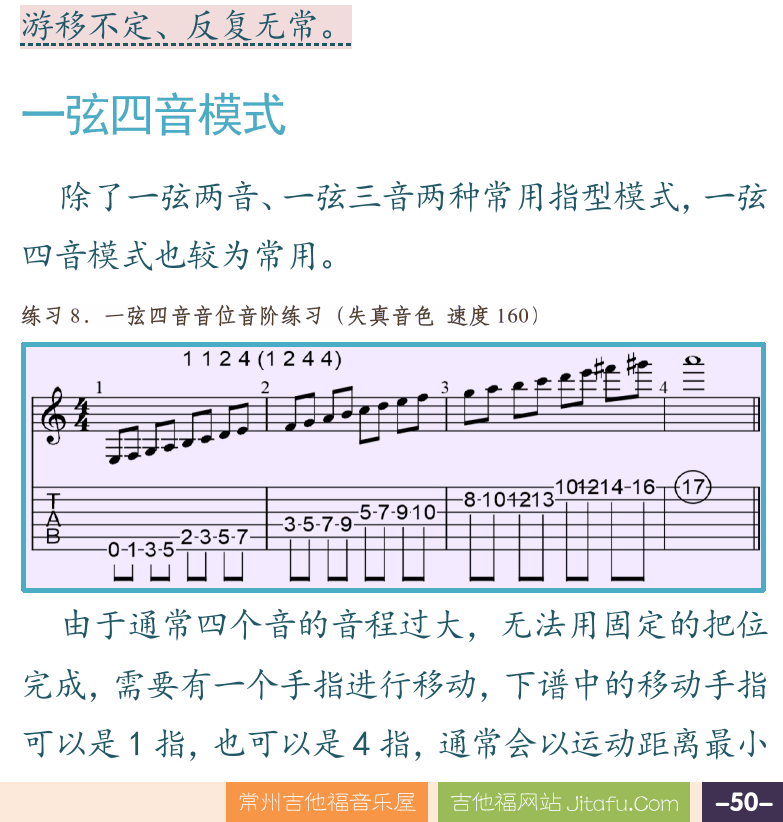 摇滚电吉他高级教程 第50页  一弦四音模式  [右下]
