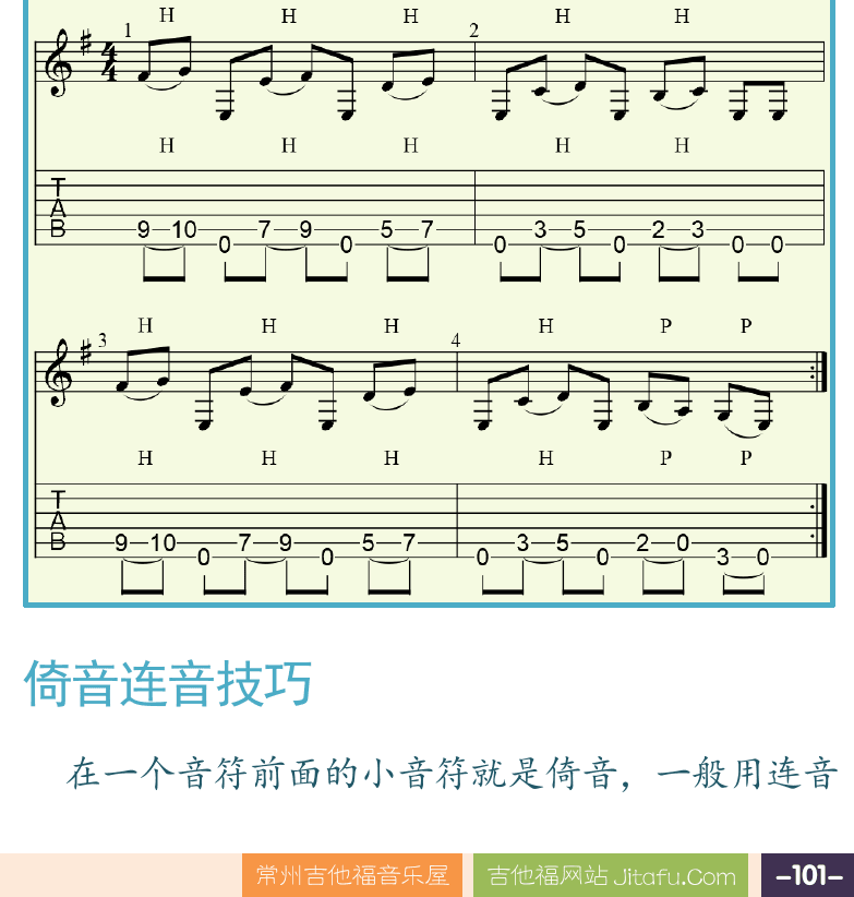 摇滚电吉他高级教程 第101页  和弦连音技巧  18_And_Life  节奏连音技巧  Du_Hast  倚音连音技巧  [右下]