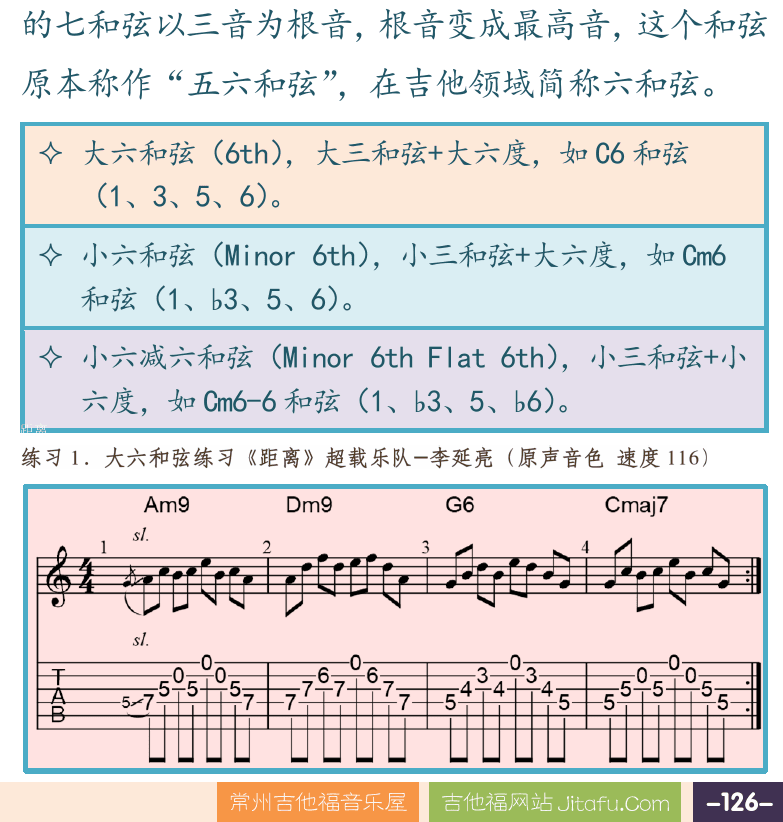 摇滚电吉他高级教程 第126页  出走  生命的悲哀  第三节_变化和弦  转位和弦  距离  [右下]