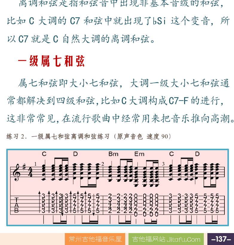 摇滚电吉他高级教程 第137页  常用离调和弦  一级属七和弦  [右下]